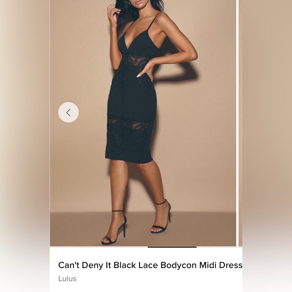 🖤Lulu’s  Can’t Deny it Black Midi dress🖤
